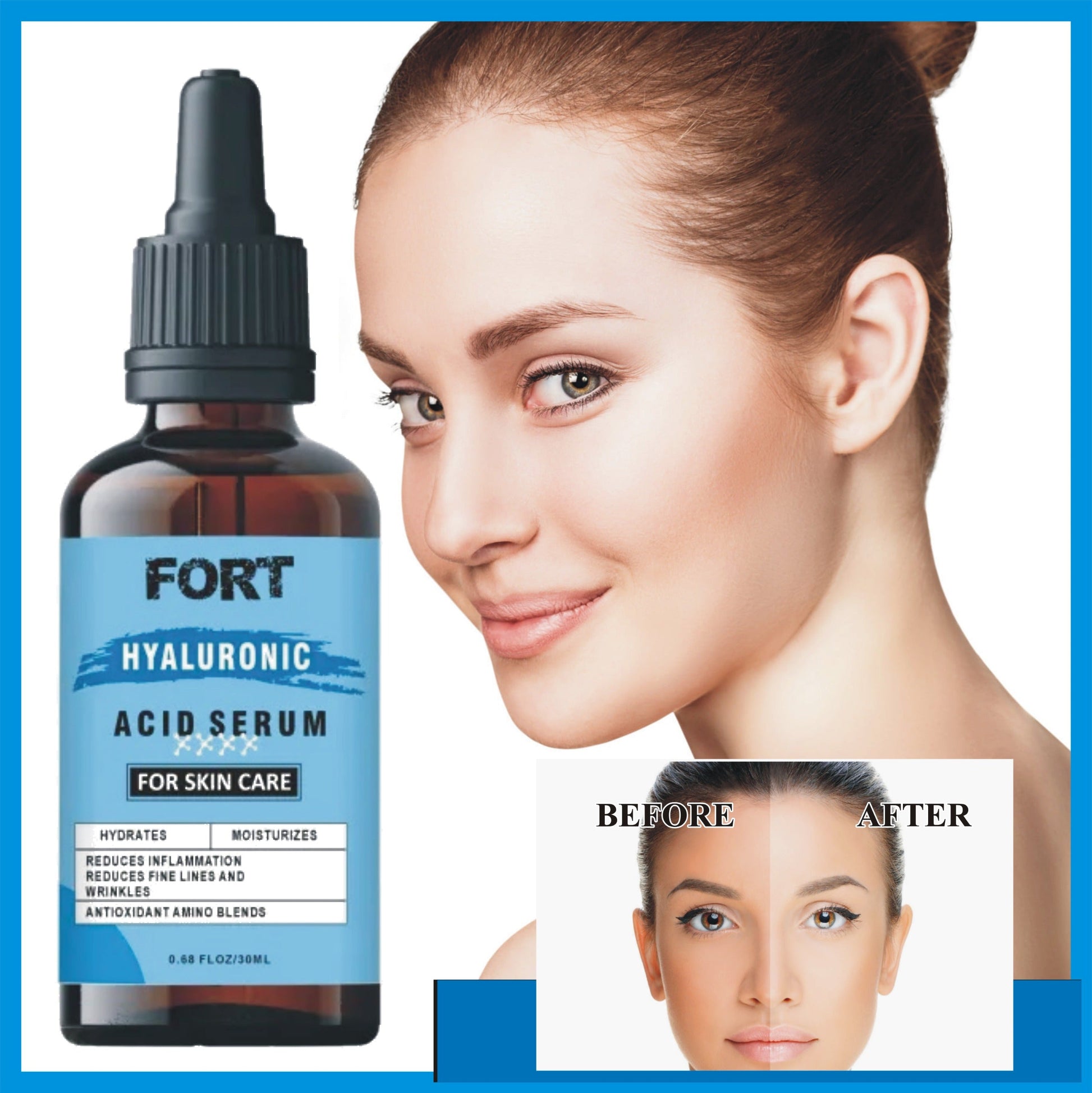 FORT Hyaluronic Acid Face Serum Skin Care Products for Glowing Skin and